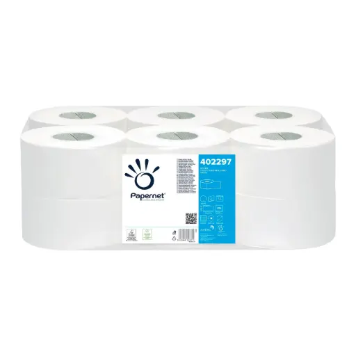 [385] Papier toilette Mini Jumbo 2L Cellulose 9,5 cm x 140 m - 12 rouleaux