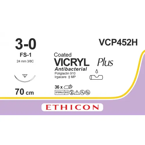 [5821] Fil de suture Vicryl Plus 3-0 FS-1 24 mm 3/8c 70 cm - 36 pièces