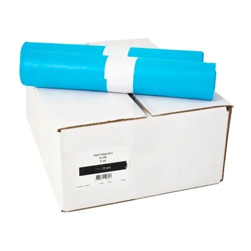 [716] Vuilniszakken LDPE Blauw 70x110cm 21µm - Omdoos (10 rollen x 25 stuks)