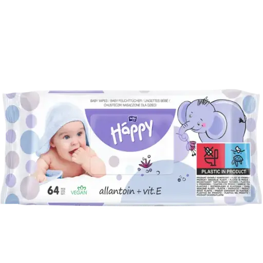 [6519] Bella baby Happy Vochtige babydoekjes met Allantoïne & Vit. E - Omdoos (10 x 64 stuks)