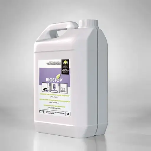 [2458] IPC Biostop - biotechnologisch reinigingsproduct tegen incidentele geuren (urine, uitwerpselen, braaksel, ...) - 2 x 5L (incl. lege geëtiketteerde sprayflacons)