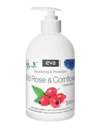 [00RC-12] Eva Natura Vloeibare Handzeep Wilde Roos & Korenbloem 500ml - 12st