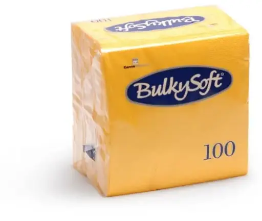 BulkySoft Papieren servetten Geel 2-laags 33x33cm - Omdoos (20 x 100 stuks)